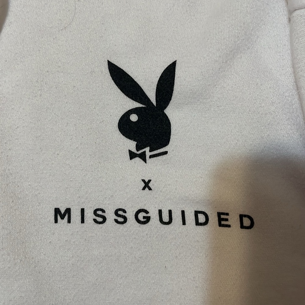 Missguided x Playboy White Oversized Hoodie Size S